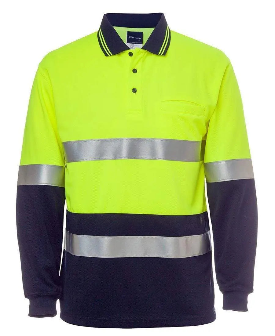 JB'S Hi-Vis Long Sleeve Cotton Back Polo 6HMCB Metro Workwear.